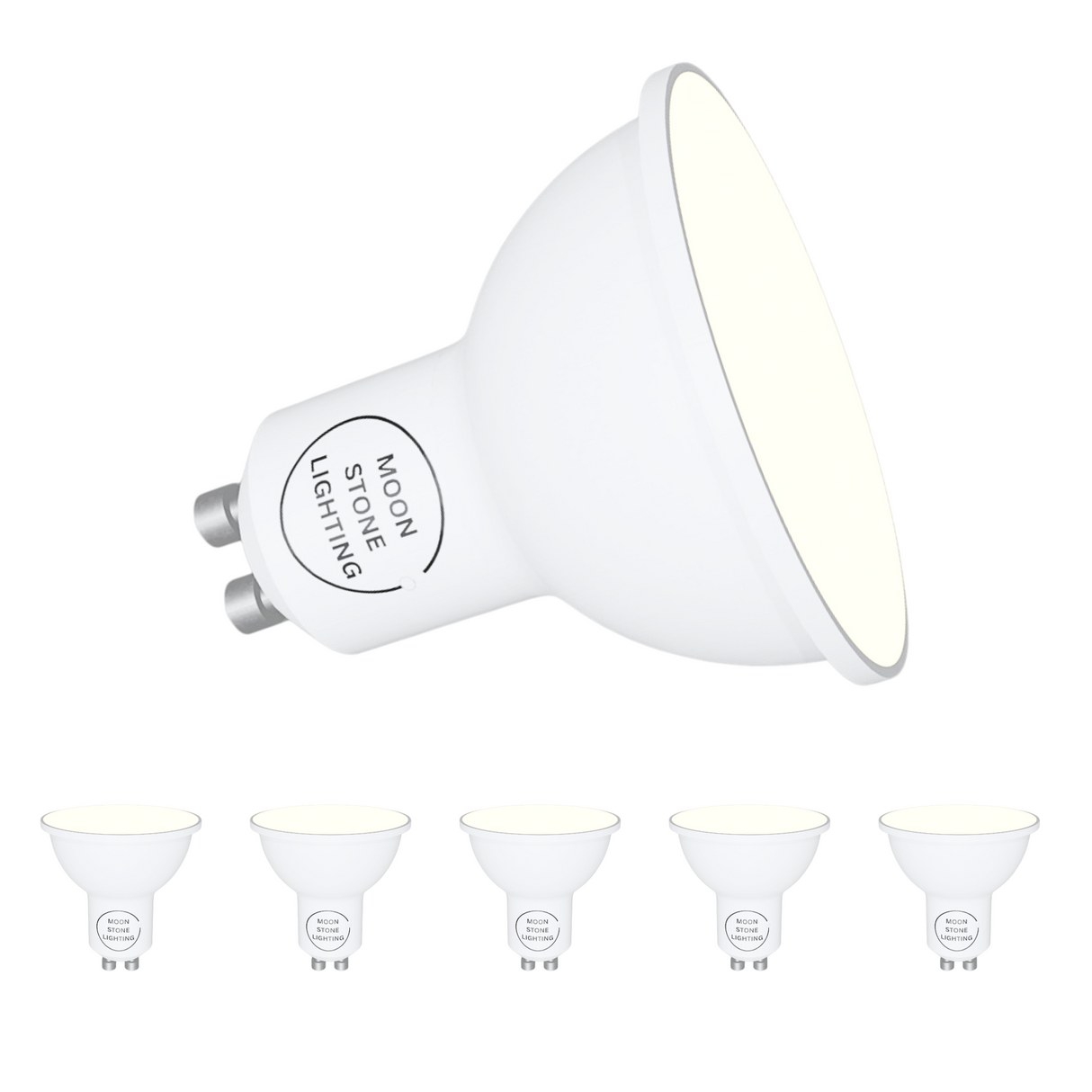 Moonstone Lighting® LED GU10 Warm White 5W LED Lamps Ultra Bright 338lmns Non-Dimmable 5 Pack