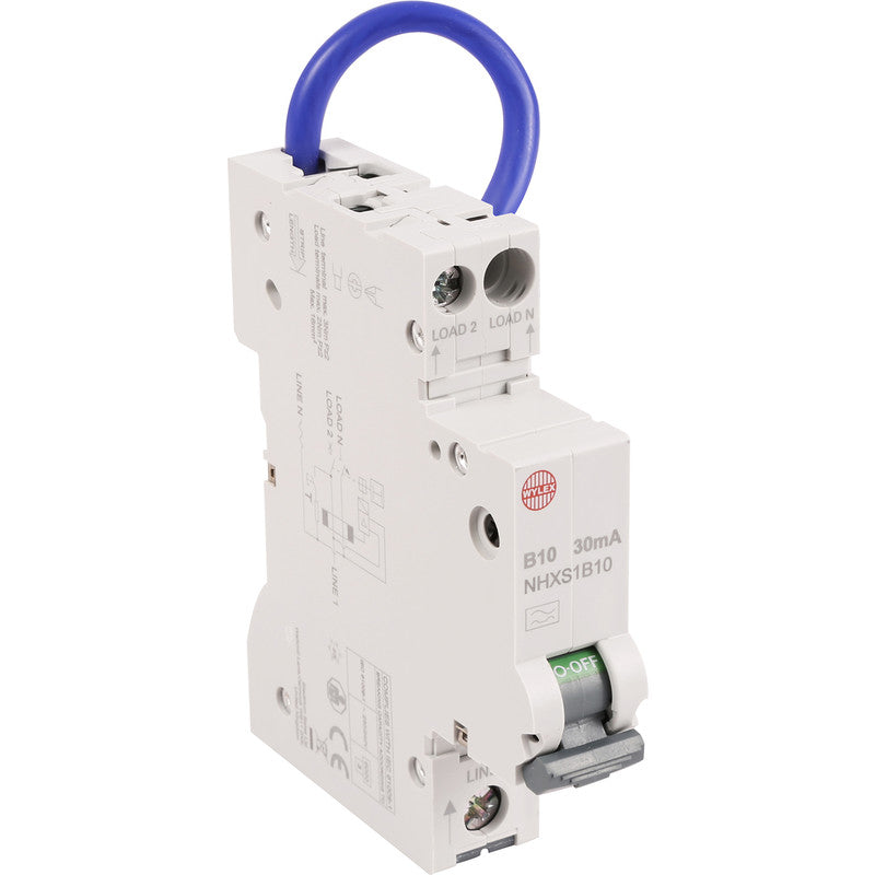 Wylex NHXS1B32 32A 30mA SP+N B Curve 6kA Type A Compact RCBO