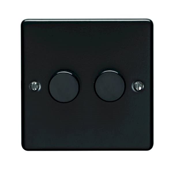 SHP Electrical Round Edge Matt Black Range 2 GANG 13AMP DP SWITCHED SOCKET MATT BLACK RANGE BLACK TRIM