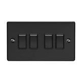 SHP Electrical Round Edge Matt Black Range 2 GANG 13AMP DP SWITCHED SOCKET MATT BLACK RANGE BLACK TRIM