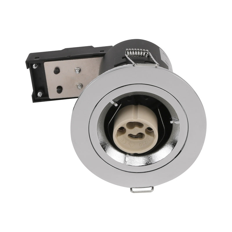 Fixed Trim Fire Rated Downlight - GU10 Lamp Holder, Fast-Fix Connector, Twist-and-Lock White Bezel Finish (IP20)