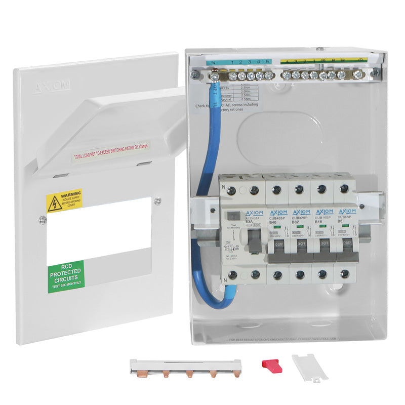 Axiom Metal Consumer Unit + 63A Type A RCD + 4 MCBs 4 Way