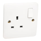 SHP Electical® CONVEX Range White 1 Gang Switched Socket and 25mm Surface Mount Pattress Box