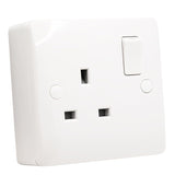 SHP Electical® CONVEX Range White 1 Gang Switched Socket and 25mm Surface Mount Pattress Box