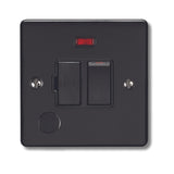 SHP Electrical Round Edge Matt Black Range 2 GANG 13AMP DP SWITCHED SOCKET MATT BLACK RANGE BLACK TRIM