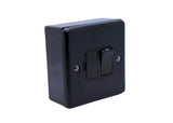 SHPELEC® Matt Black Finish 13A Fused Switch Spur + PVC Surface Mount Back Box