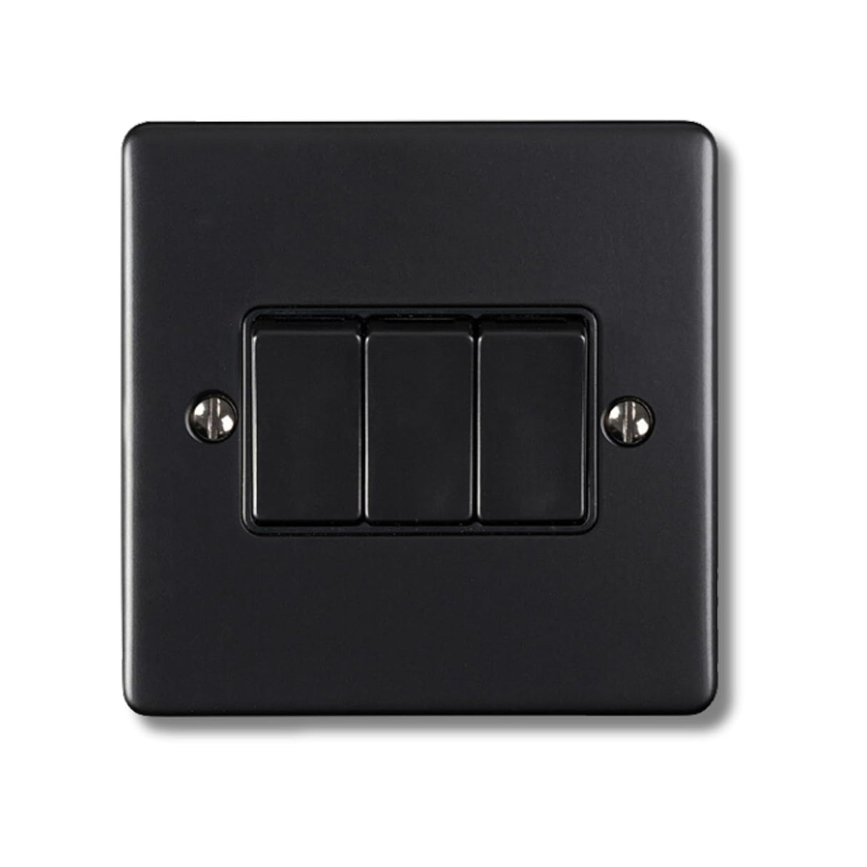 SHP Electrical Round Edge Matt Black Range 2 GANG 13AMP DP SWITCHED SOCKET MATT BLACK RANGE BLACK TRIM