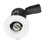 Fixed Trim Fire Rated Downlight - GU10 Lamp Holder, Fast-Fix Connector, Twist-and-Lock White Bezel Finish (IP20)