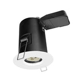 Fixed Trim Fire Rated Downlight - GU10 Lamp Holder, Fast-Fix Connector, Twist-and-Lock White Bezel Finish (IP20)