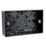 SHPELEC® Matt Black 2 Gang 13A Switched Socket with USB Ports (Type A) and 25mm Surface Mount Back Box