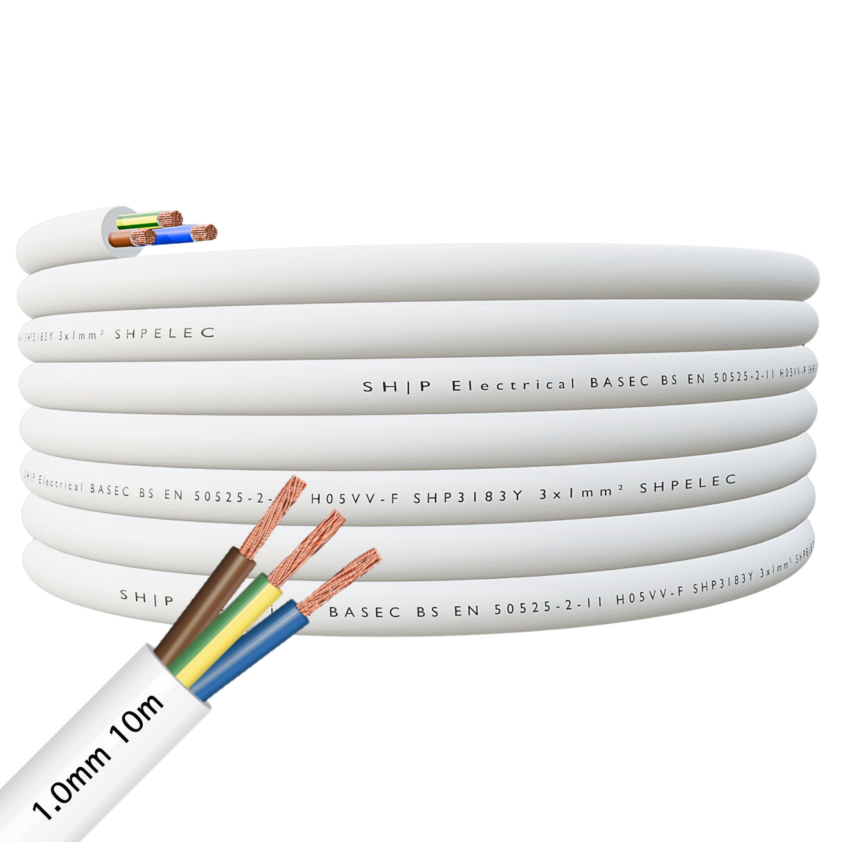 SHPELEC® 3183Y 3 Core Flexible Cable White - 1.0mm