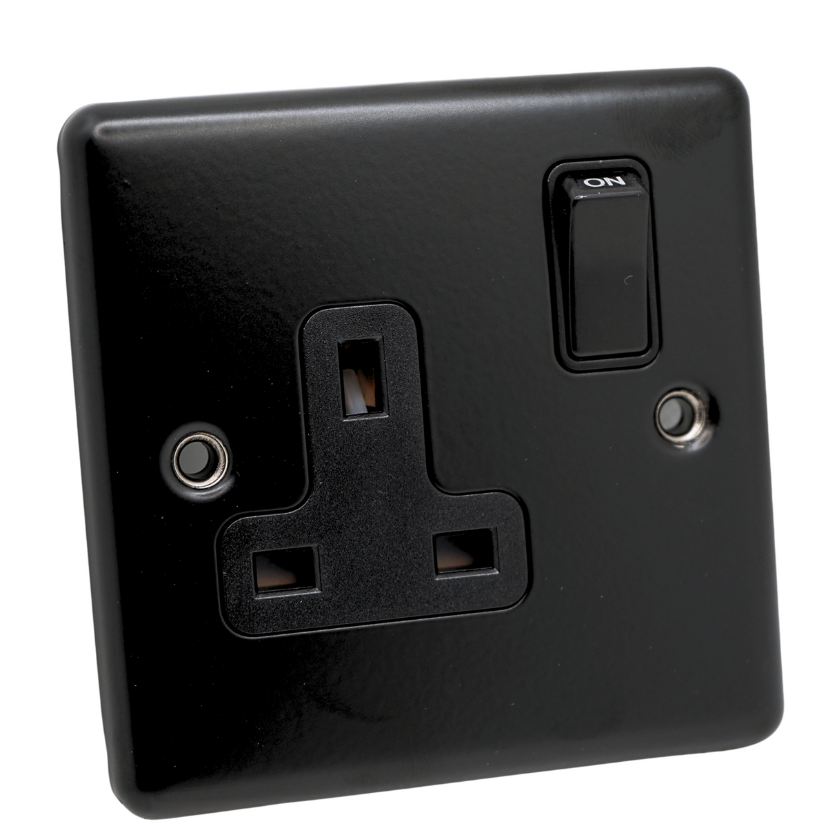 SHP Electrical Round Edge Matt Black Range 2 GANG 13AMP DP SWITCHED SOCKET MATT BLACK RANGE BLACK TRIM