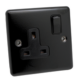 SHP Electrical Round Edge Matt Black Range 2 GANG 13AMP DP SWITCHED SOCKET MATT BLACK RANGE BLACK TRIM