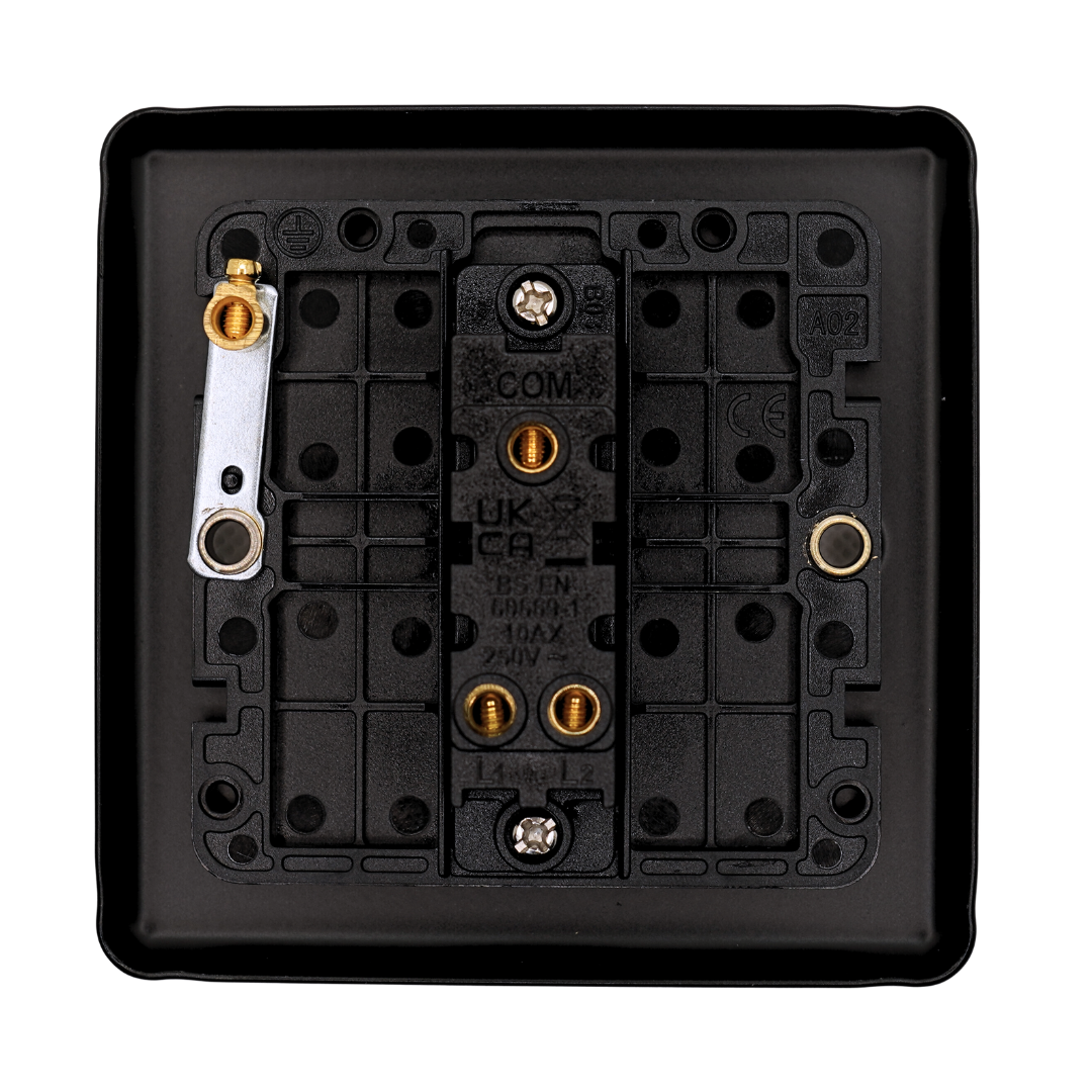 SHPELEC® Matt Black Finish 10A 1 Gang 2 Way Switch + PVC Surface Mount Back Box