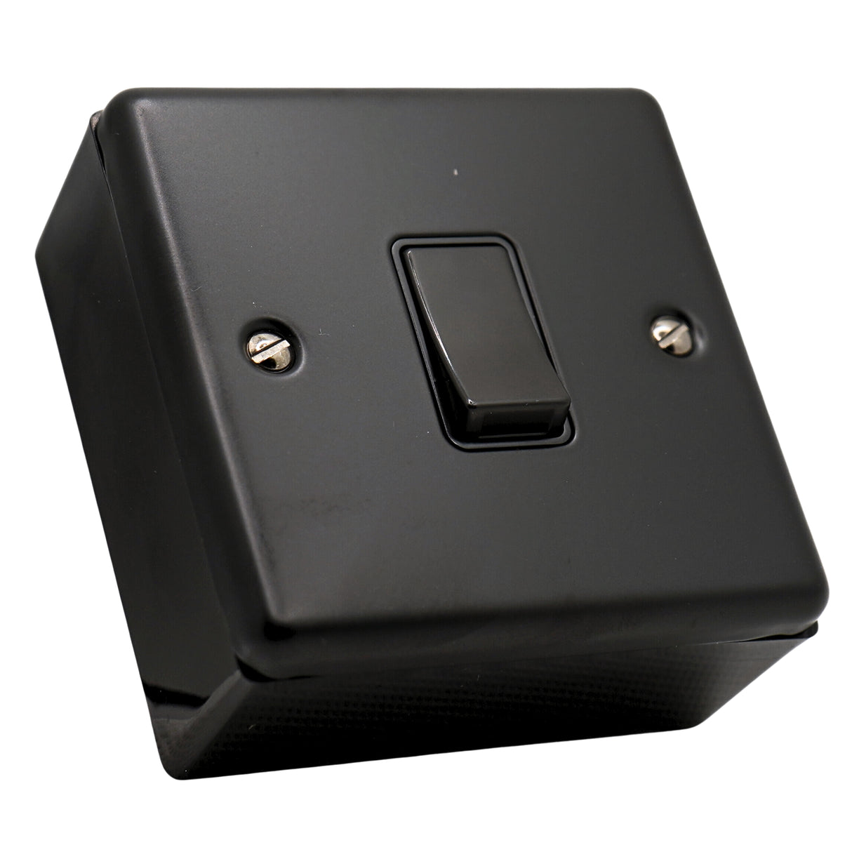 SHPELEC® Matt Black Finish 10A 1 Gang 2 Way Switch + PVC Surface Mount Back Box