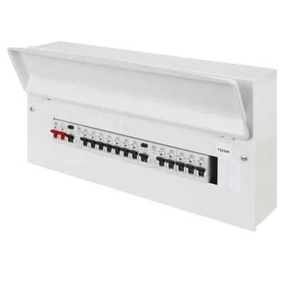 MK SENTRY 10 Way Metal Dual Split RCD Consumer Unit 63A RCDs c/w 10 MCBs