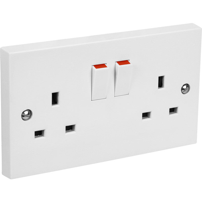 Axiom Switched Socket 2 Gang Double Pole