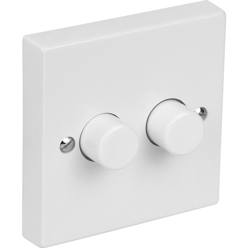 Axiom Push Dimmer Switch 2 Gang 2 Way 400W