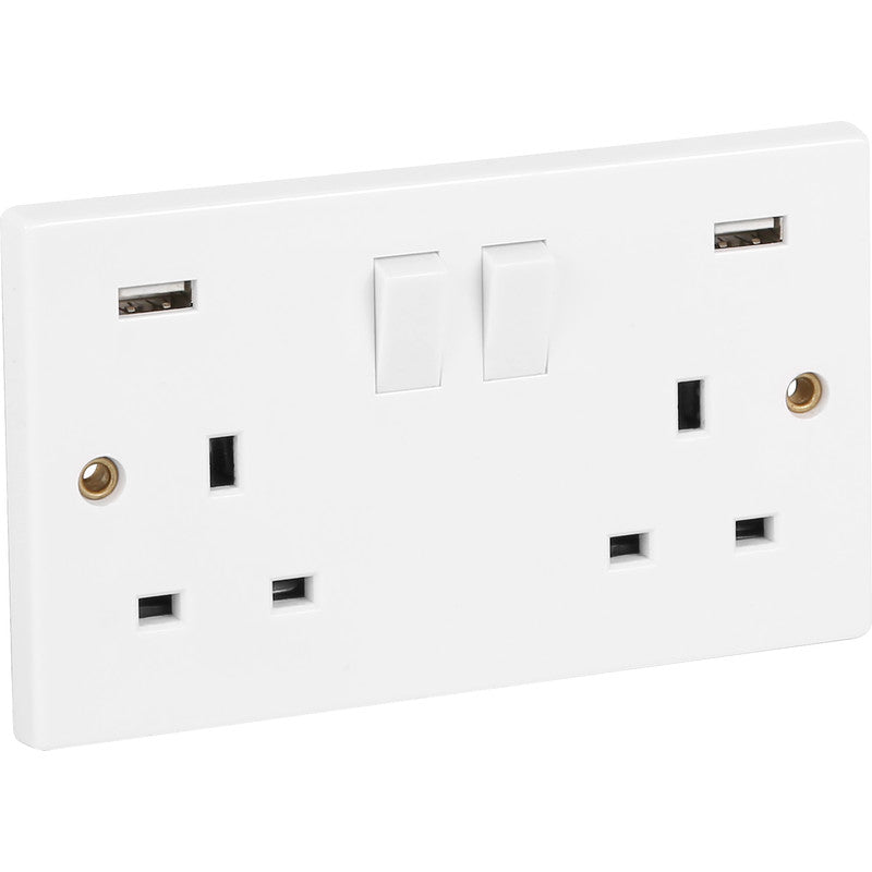 Axiom 13A Switched USB Socket 2 Gang + 2 USB