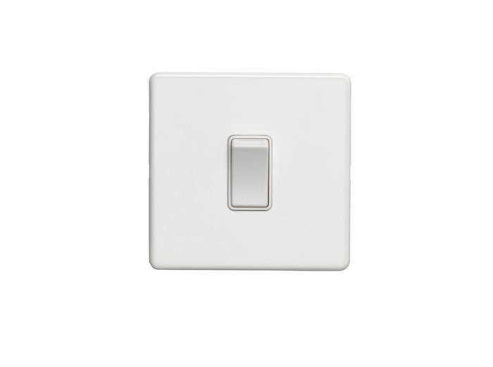 1 Gang 10Amp 2Way Switch Flat Concealed White Plate White Rocker