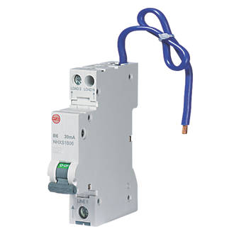 Wylex NHXS1B10 10A 30mA SP+N B Curve 6kA Type A Compact RCBO