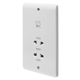 CRABTREE INSTINCT 2-GANG DUAL VOLTAGE SHAVER SOCKET 115 / 230V WHITE