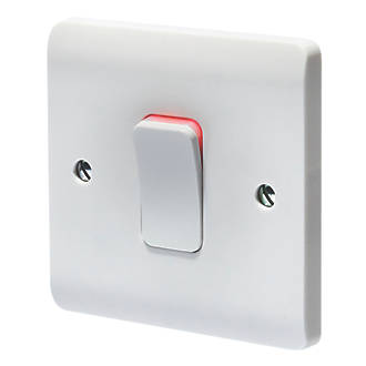 CRABTREE INSTINCT 50A 1-GANG DP CONTROL SWITCH WHITE WITH LED