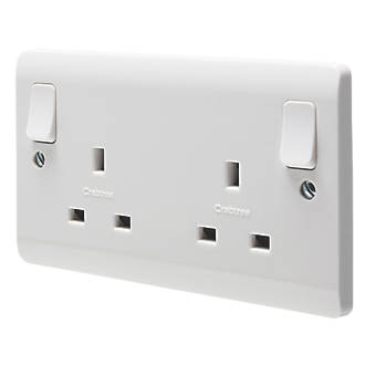 CRABTREE INSTINCT 13A 2-GANG DP SWITCHED SOCKET WHITE