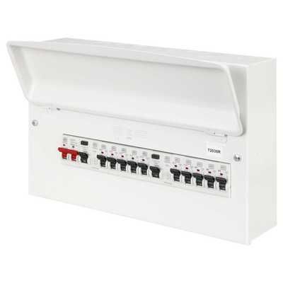 MK Sentry 10 Way Flexible Dual 100A RCD Metal Clad Consumer Unit with 10 x MCBs