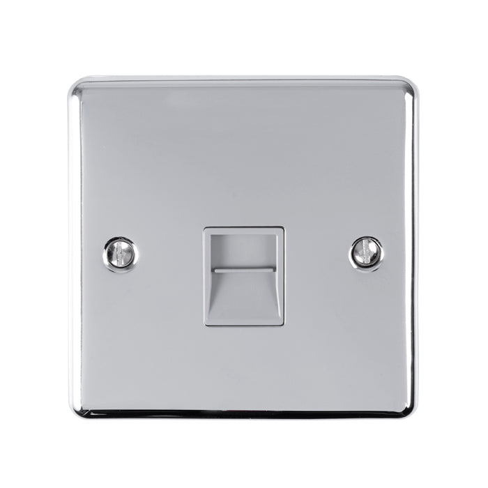 1 GANG MASTER TELEPHONE SOCKET POLISHED CHROME ENHANCE RANGE GREY TRIM