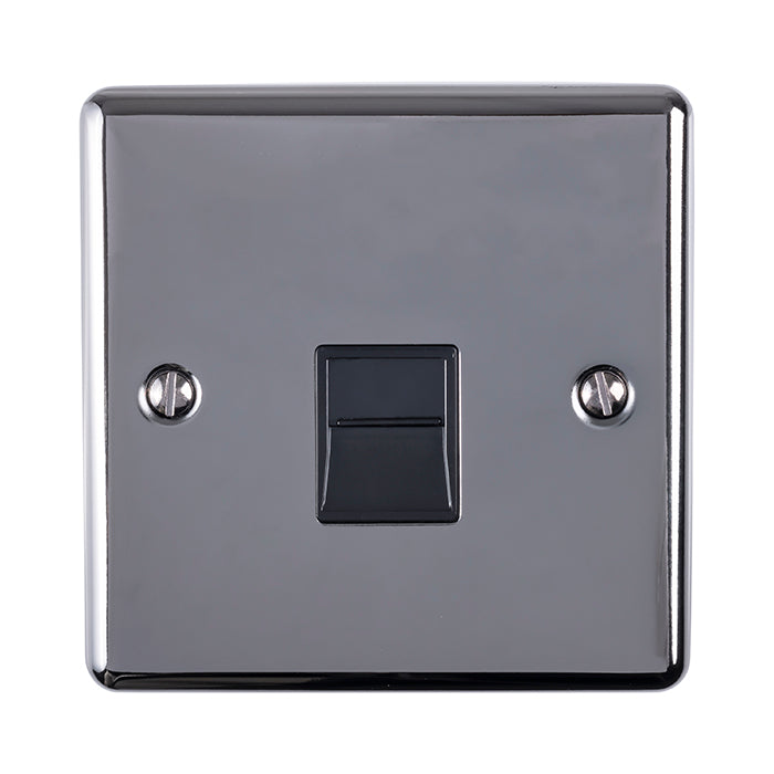 1 Gang Master Telephone Socket Black Nickel Enhance Range Black Trim