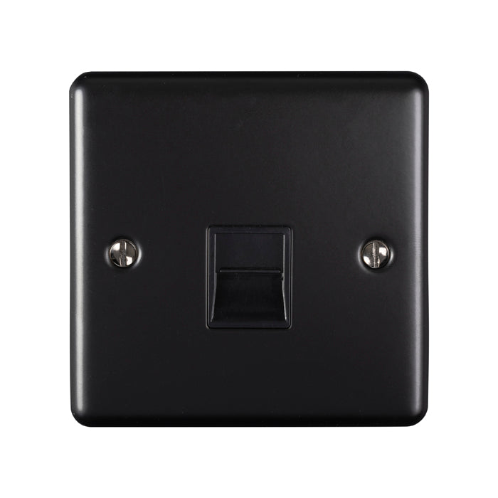 1 GANG SLAVE TELEPHONE SOCKET MATT BLACK ENHANCE RANGE BLACK TRIM