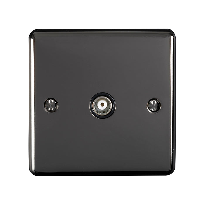 1 Gang Tv Coaxial Socket Black Nickel Enhance Range Black Trim