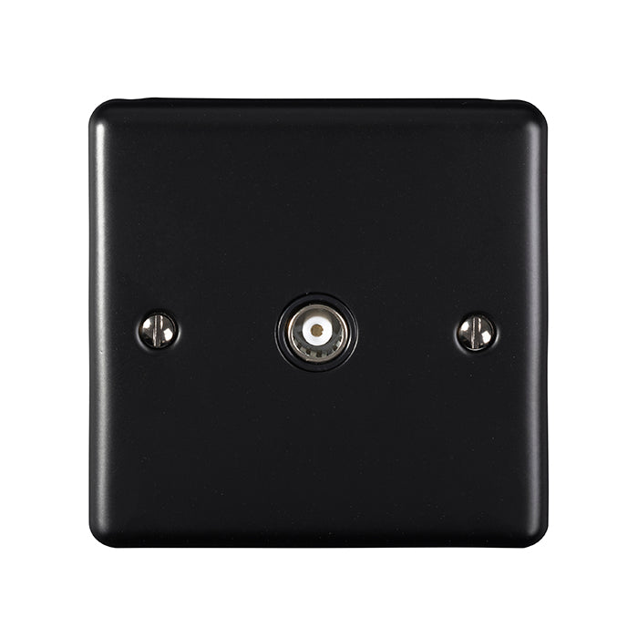 1 GANG TV COAXIAL SOCKET MATT BLACK ENHANCE RANGE BLACK TRIM