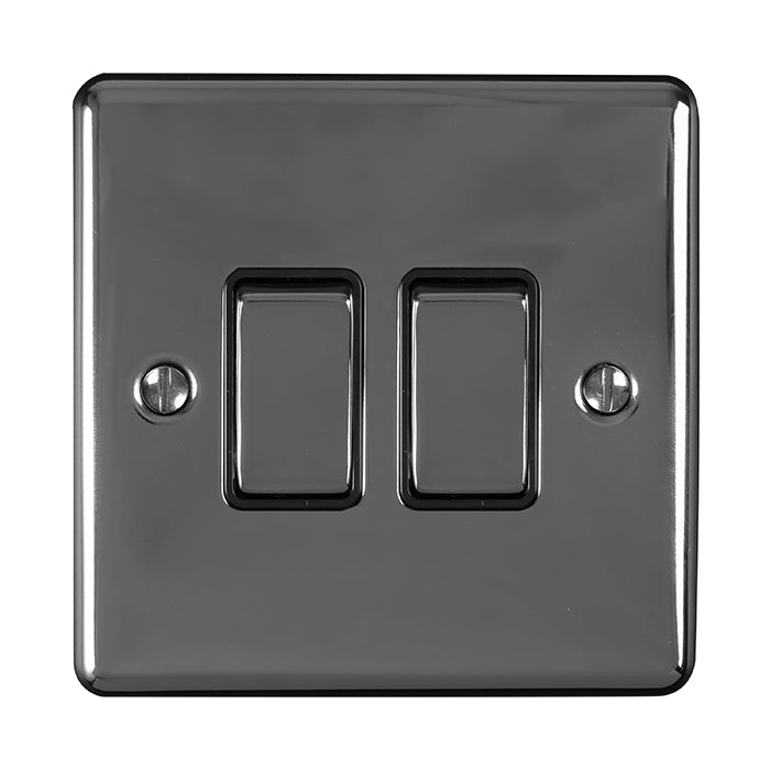 2 Gang 10Amp 2Way Switch Black Nickel Enhance Range Black Trim