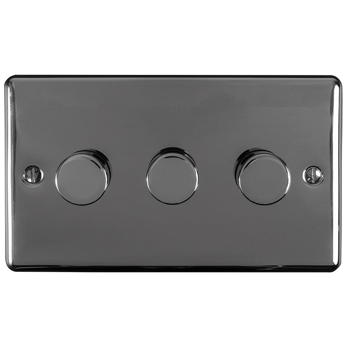 3 Gang 400W/LED 2Way Dimmer Switch Black Nickel Enhance Range