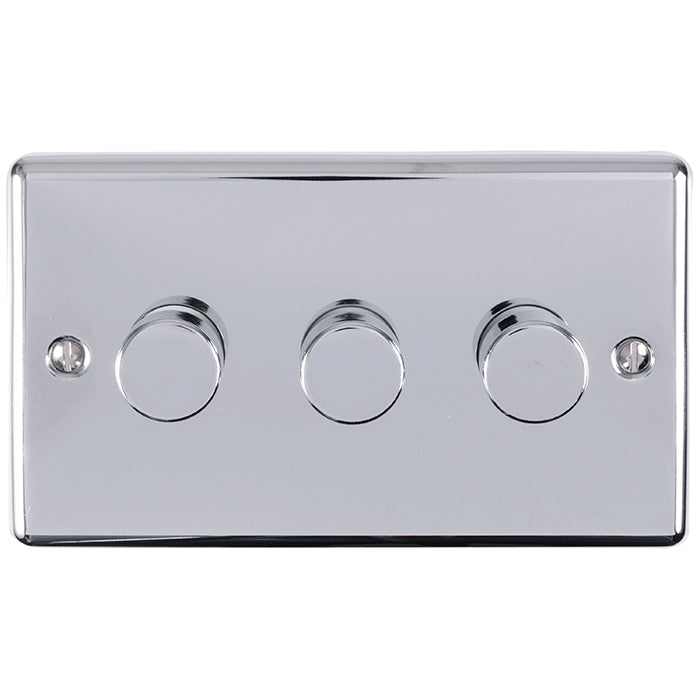 3 Gang 400W/LED 2Way Dimmer Switch Polished Chrome Enhance Range