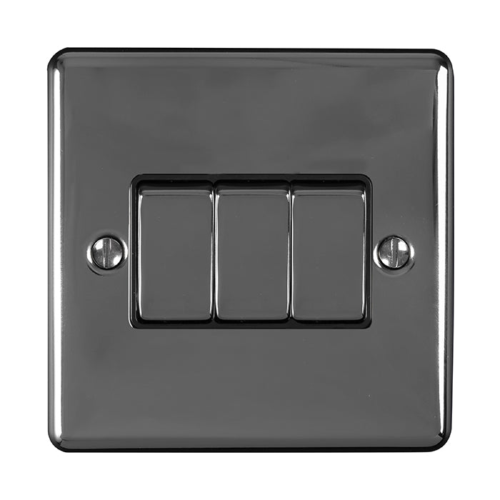 3 Gang 10Amp 2Way Switch Black Nickel Enhance Range Black Trim