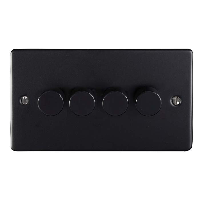 4 GANG 400W/LED 2WAY DIMMER SWITCH MATT BLACK ENHANCE RANGE