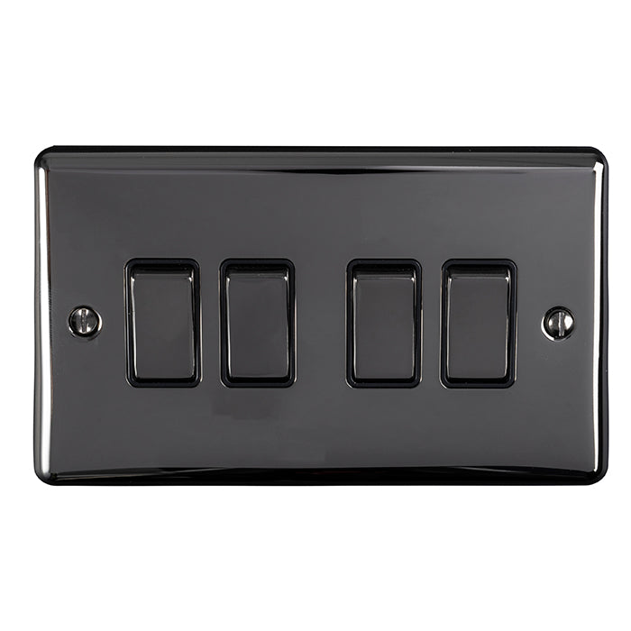 4 Gang 10Amp 2Way Switch Black Nickel Enhance Range Black Trim