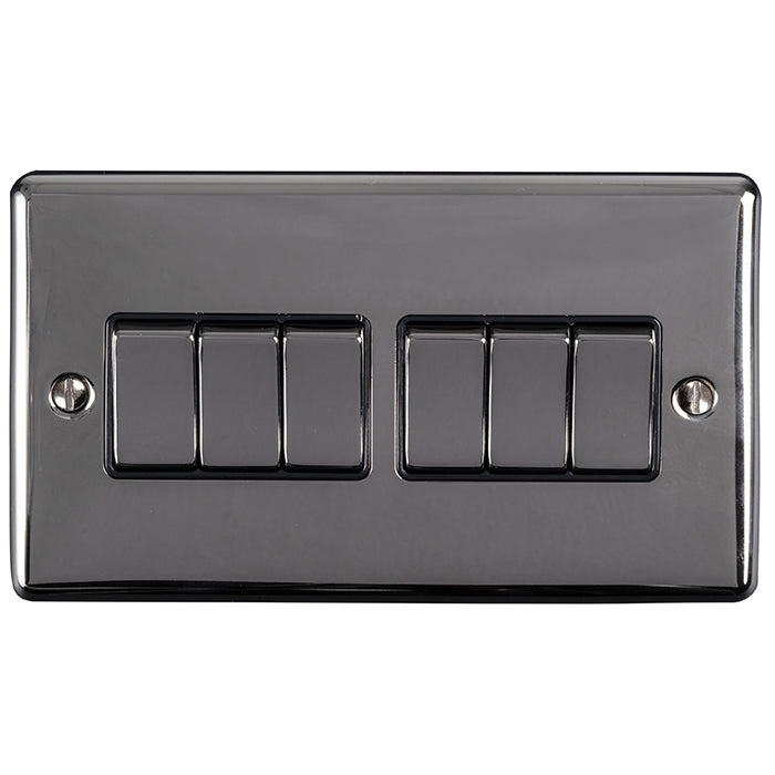 6 Gang 10Amp 2Way Switch Black Nickel Enhance Range Black Trim