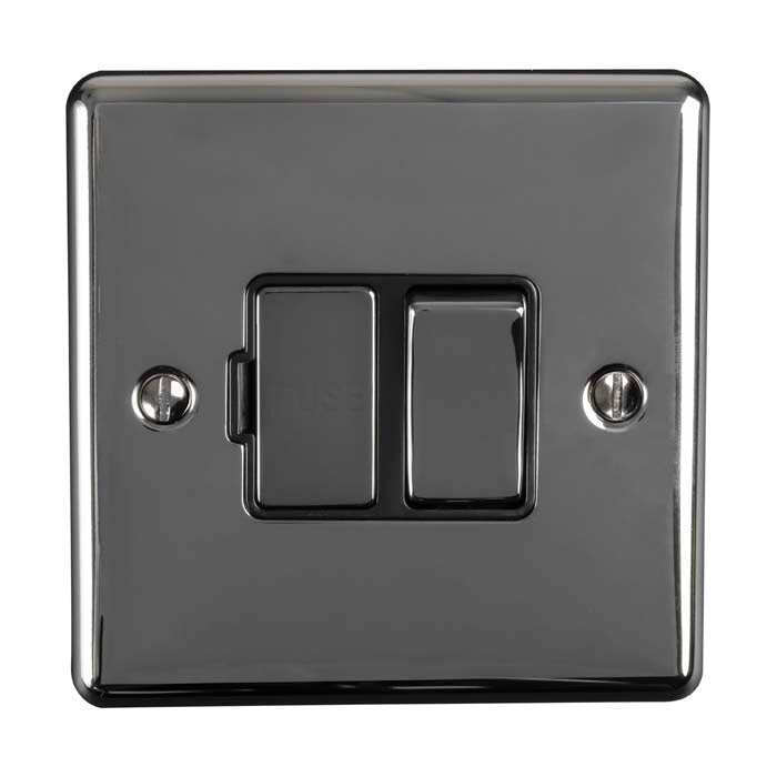 13Amp DP Switched Fuse Spur Black Nickel Enhance Range Black Trim