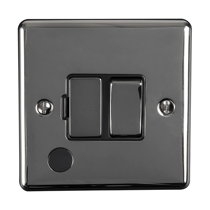 13Amp DP Switched Fuse Spur With Flex Outlet Black Nickel Enhance Range Black Trim