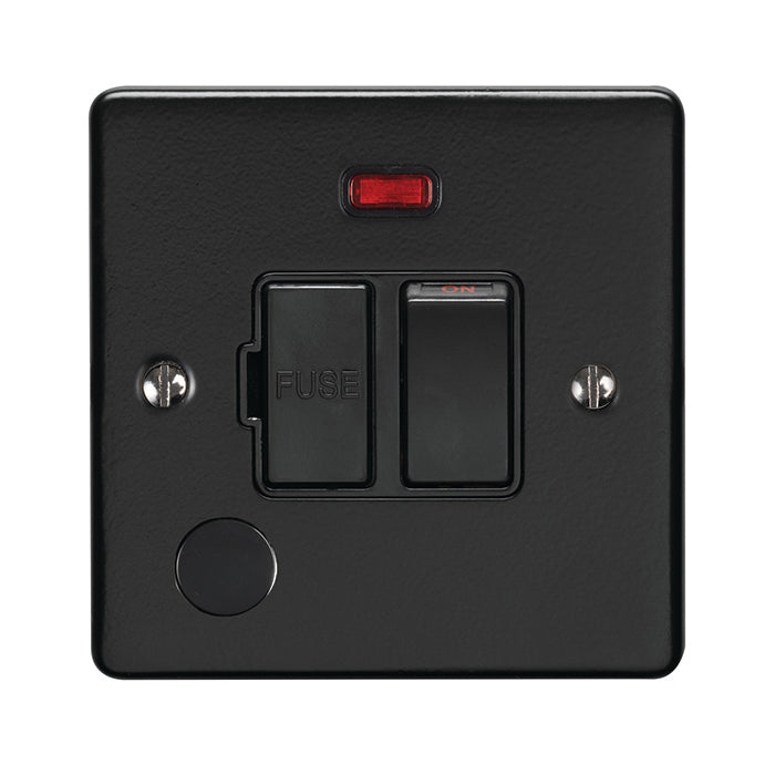 13AMP DP SWITCHED FUSE SPUR WITH FLEX OUTLET MATT BLACK ENHANCE RANGE BLACK TRIM