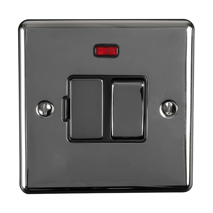 13Amp DP Switched Fuse Spur With Neon Black Nickel Enhance Range Black Trim