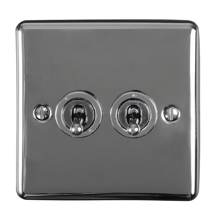 2 Gang 10Amp 2Way Toggle Switch Black Nickel Enhance Range