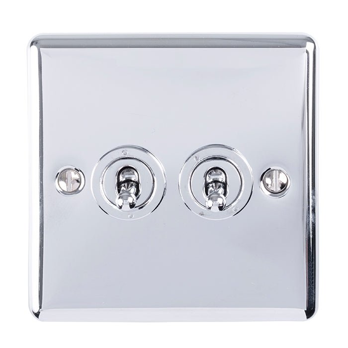 2 Gang 10Amp 2Way Toggle Switch Polished Chrome Enhance Range