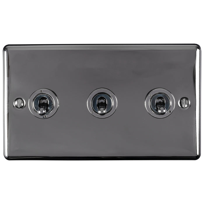 3 Gang 10Amp 2Way Toggle Switch Black Nickel Enhance Range