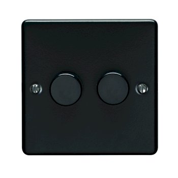 2 GANG 400W/LED 2WAY DIMMER SWITCH MATT BLACK ENHANCE RANGE