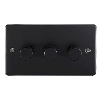 3 GANG 400W/LED 2WAY DIMMER SWITCH MATT BLACK ENHANCE RANGE